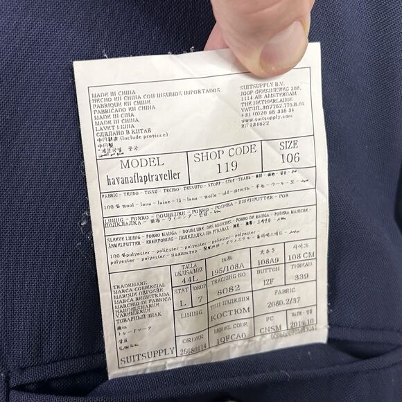 Suitsupply 44L Havana Flap Traveller Suit 36x32 100% Wool Blue Two Button Vented - Picture 5 of 13